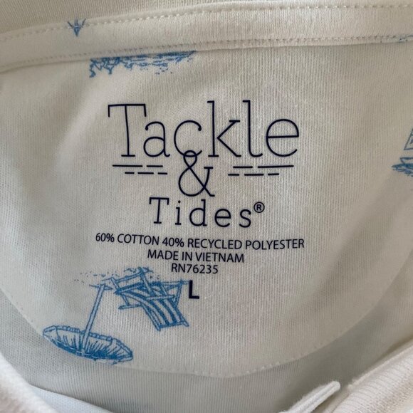 Tackle & Tides Coastal Print Polo Shirt Men's Size Large - Picture 7 of 10